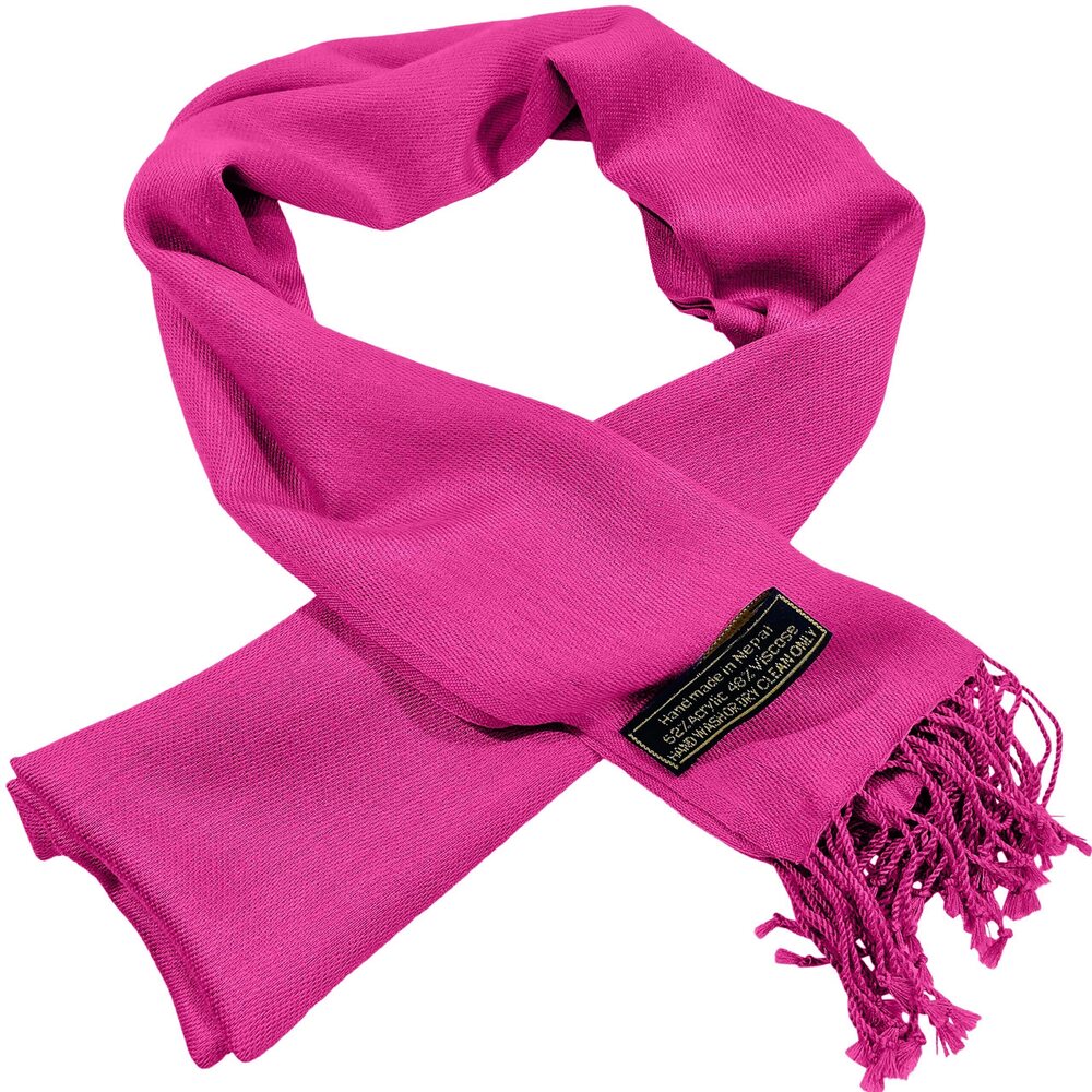 3504 Hot Pink Bright Pink Nepalese Solid Color Design Fashion Scarf Seconds